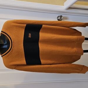 DKNY Men's Orange and Black Sweater - XL